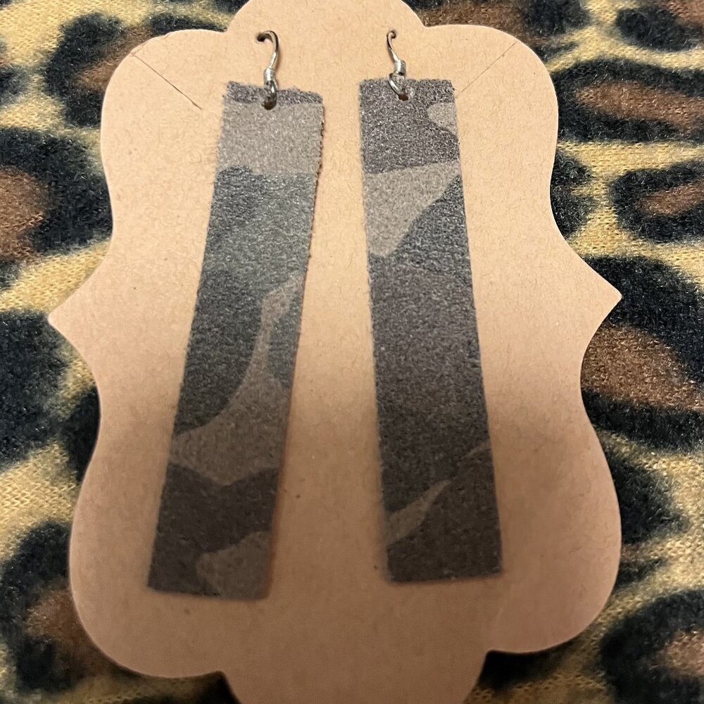 Camouflage Leather Handmade Earrings